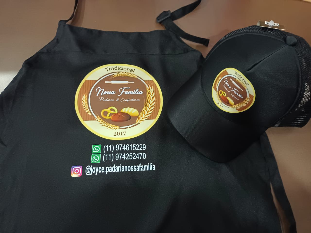 Bordado em avental e boné